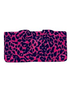 Betsey Johnson Y2K McBling Metallic Pink Cheetah Bow Clutch NEW